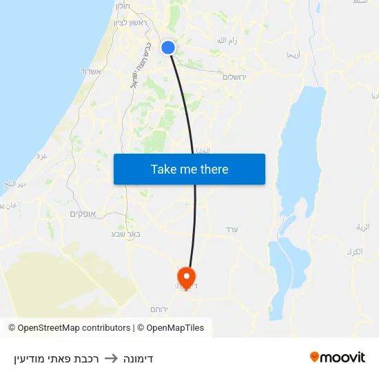 רכבת פאתי מודיעין to דימונה map