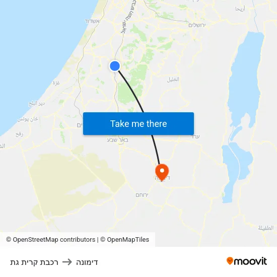 רכבת קרית גת to דימונה map