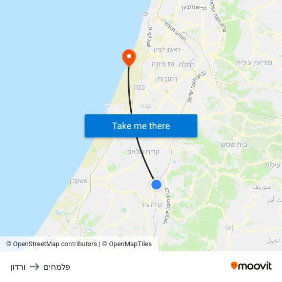 ורדון to פלמחים map