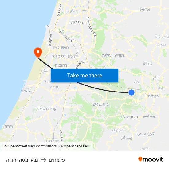 מ.א. מטה יהודה to פלמחים map