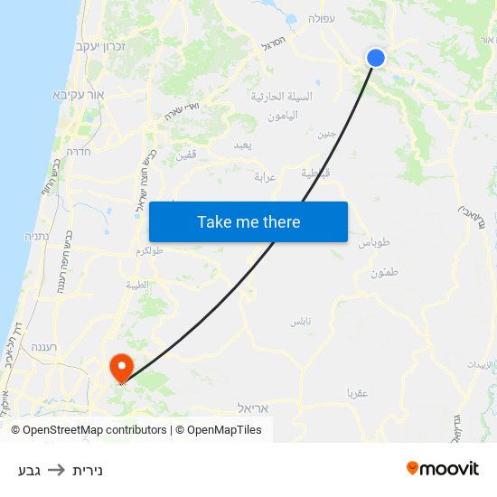 גבע to נירית map