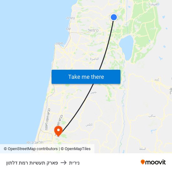 פארק תעשיות רמת דלתון to נירית map