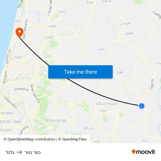 גלגל to כפר נטר map