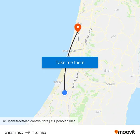 כפר ורבורג to כפר נטר map