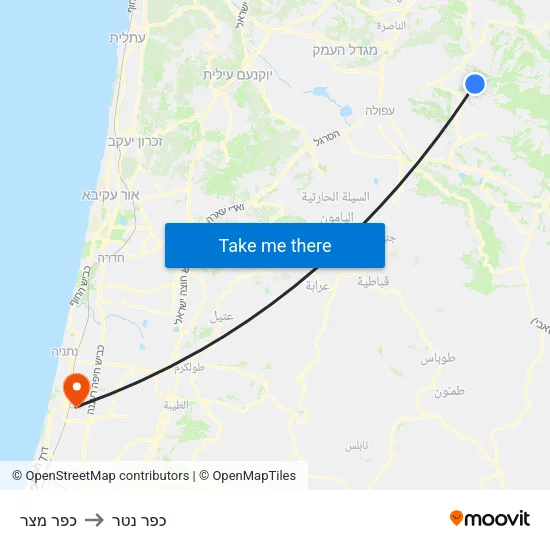 כפר מצר to כפר נטר map