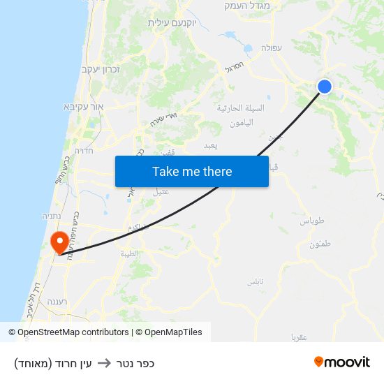 עין חרוד (מאוחד) to כפר נטר map