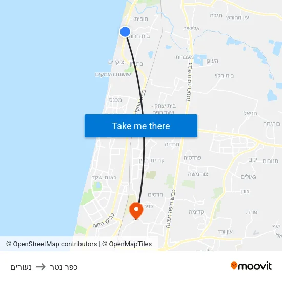 נעורים to כפר נטר map