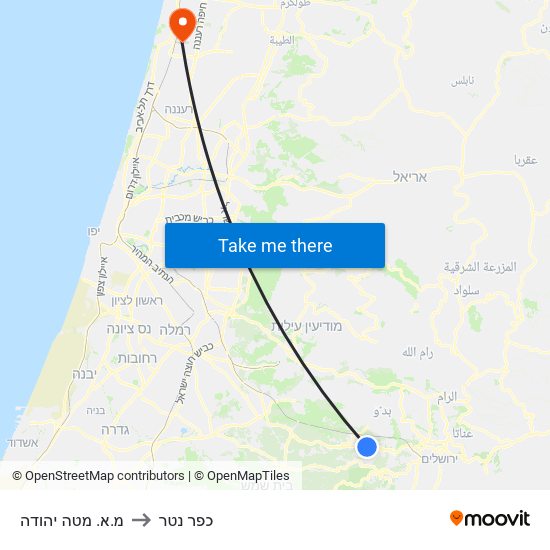 מ.א. מטה יהודה to כפר נטר map