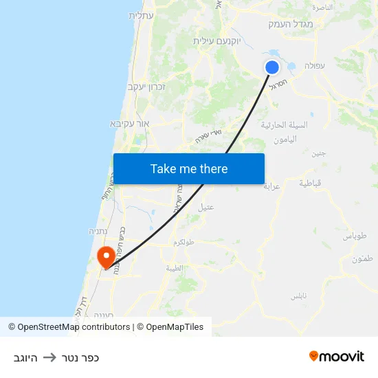 היוגב to כפר נטר map