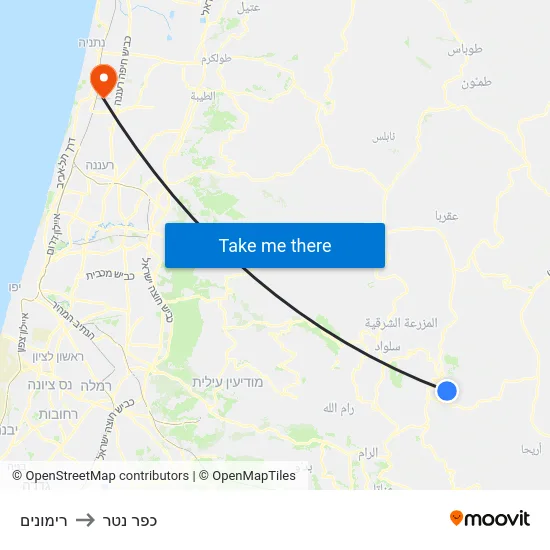 רימונים to כפר נטר map