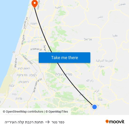 תחנת רכבת קלה העירייה to כפר נטר map