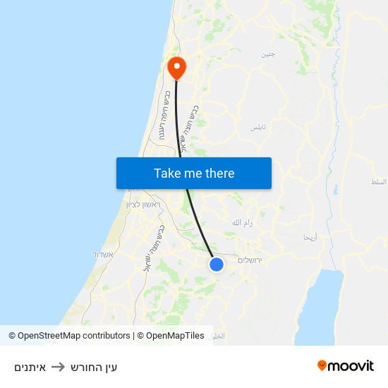 איתנים to עין החורש map