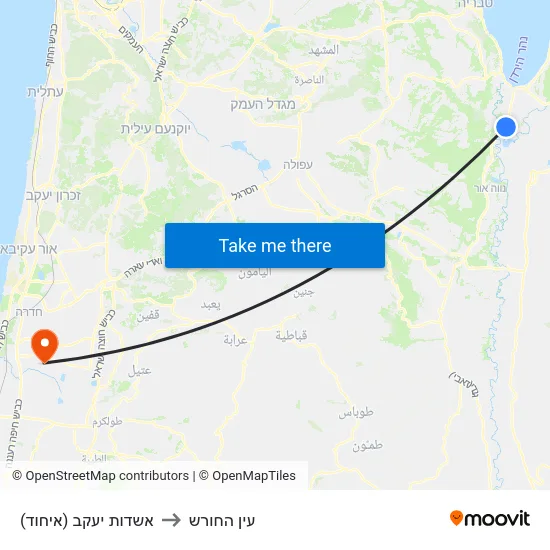 אשדות יעקב (איחוד) to עין החורש map