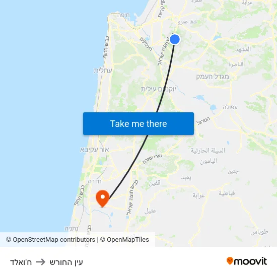ח'ואלד to עין החורש map