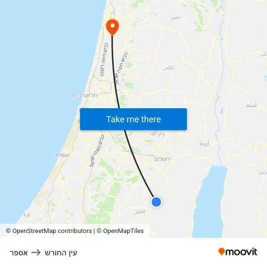 אספר to עין החורש map