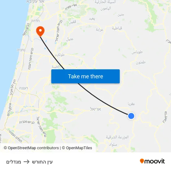 מגדלים to עין החורש map