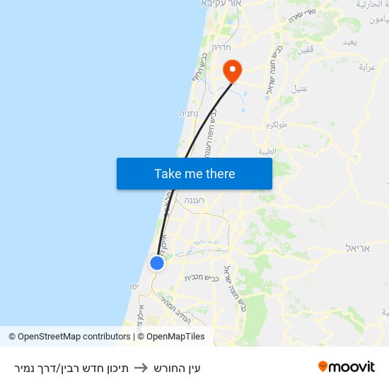 תיכון חדש רבין/דרך נמיר to עין החורש map