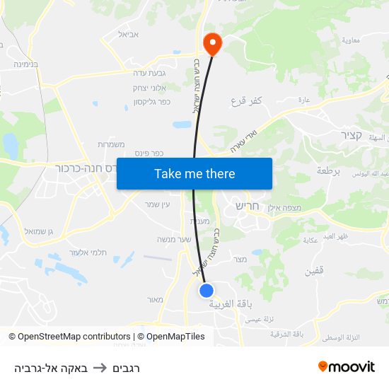 באקה אל-גרביה to רגבים map