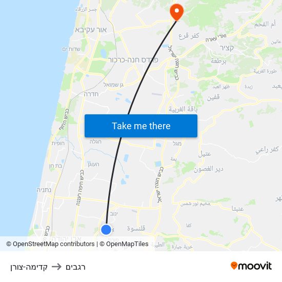 קדימה-צורן to רגבים map