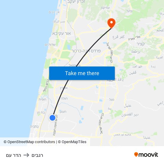 הדר עם to רגבים map