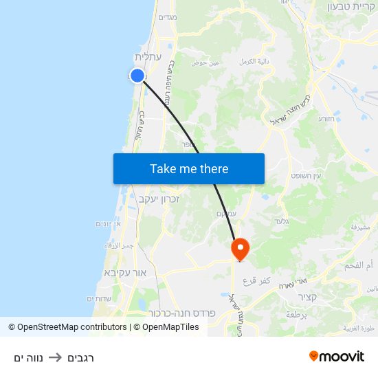 נווה ים to רגבים map