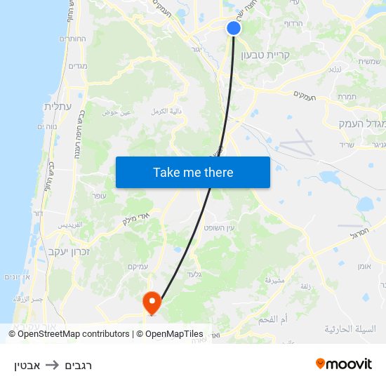 אבטין to רגבים map