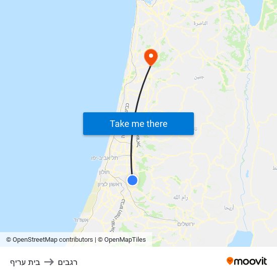 בית עריף to רגבים map