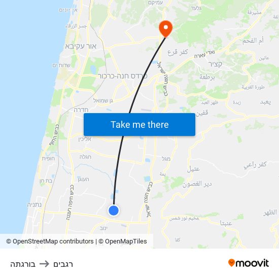 בורגתה to רגבים map