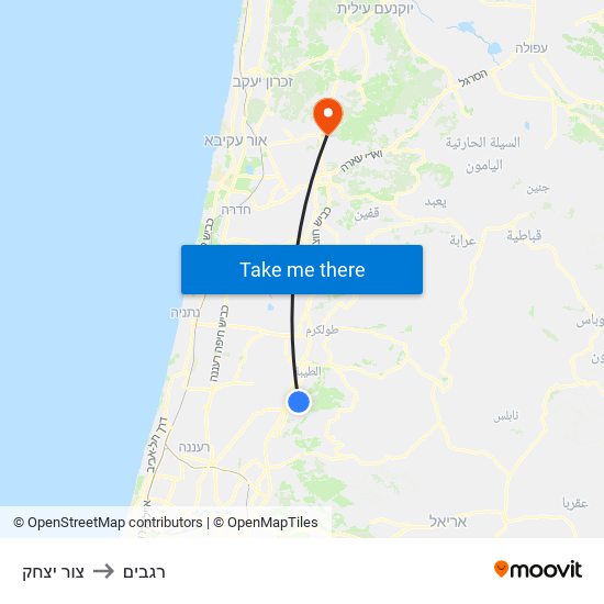 צור יצחק to רגבים map