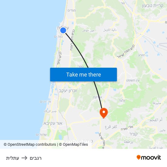 עתלית to רגבים map