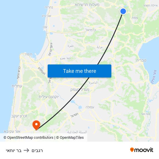 בר יוחאי to רגבים map