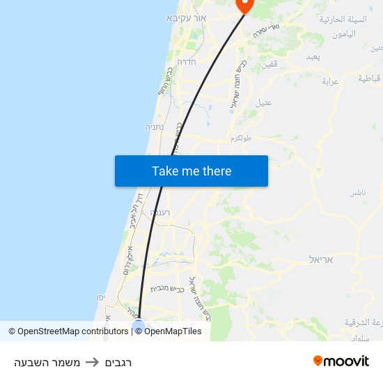 משמר השבעה to רגבים map