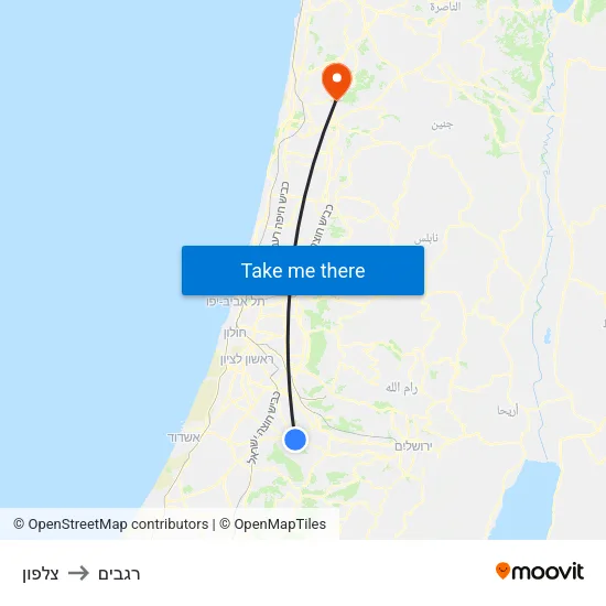 צלפון to רגבים map