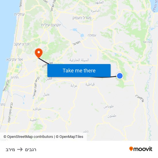 מירב to רגבים map