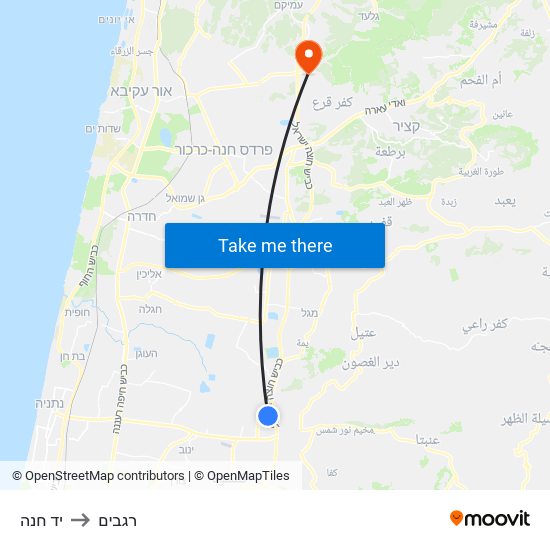 יד חנה to רגבים map