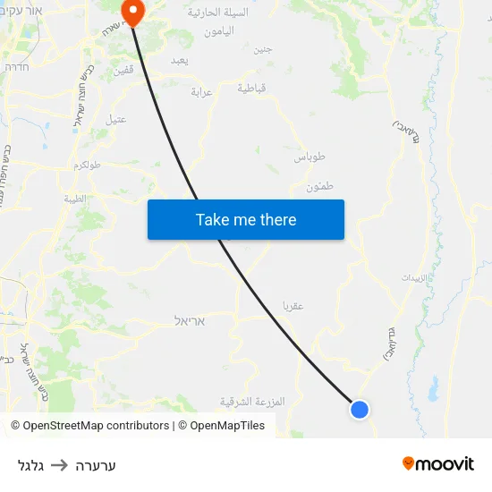 גלגל to ערערה map