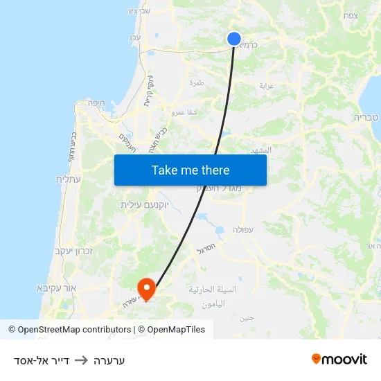 דייר אל-אסד to ערערה map