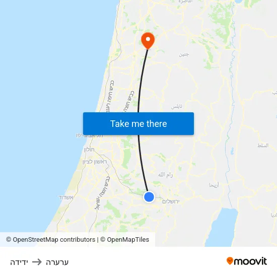 ידידה to ערערה map