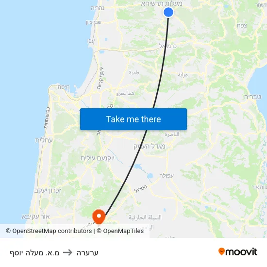 מ.א. מעלה יוסף to ערערה map