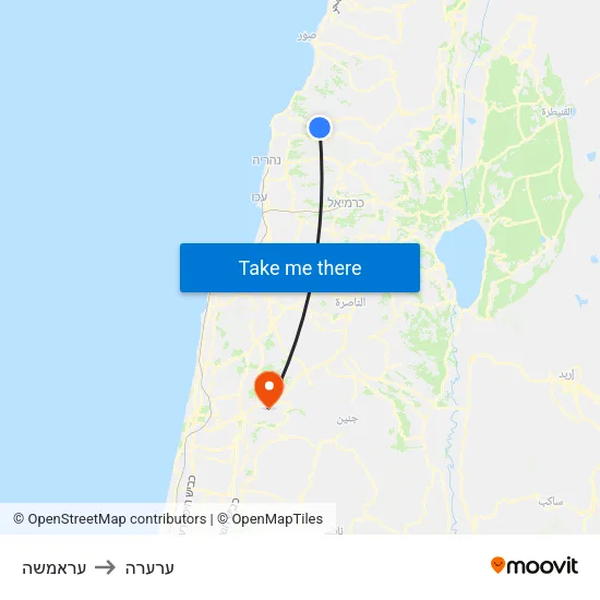 עראמשה to ערערה map