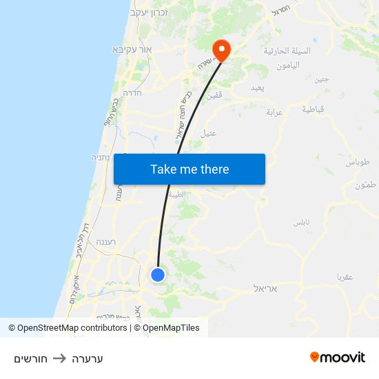 חורשים to ערערה map