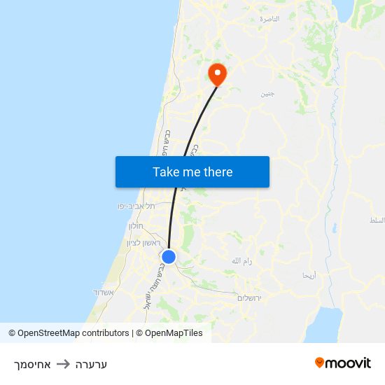 אחיסמך to ערערה map