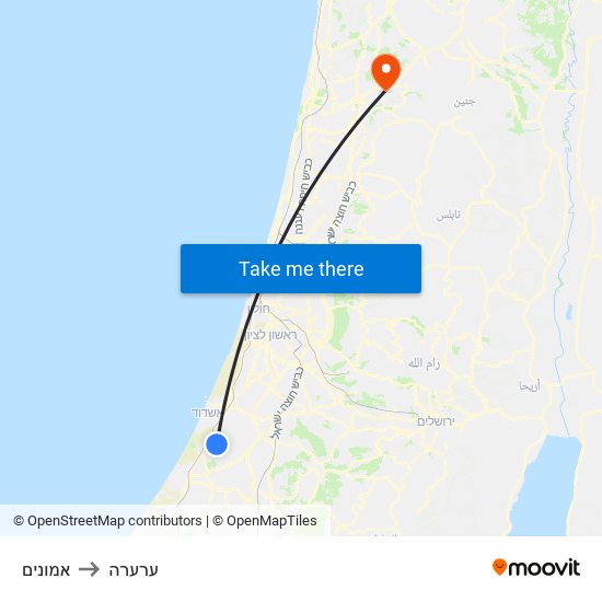 אמונים to ערערה map