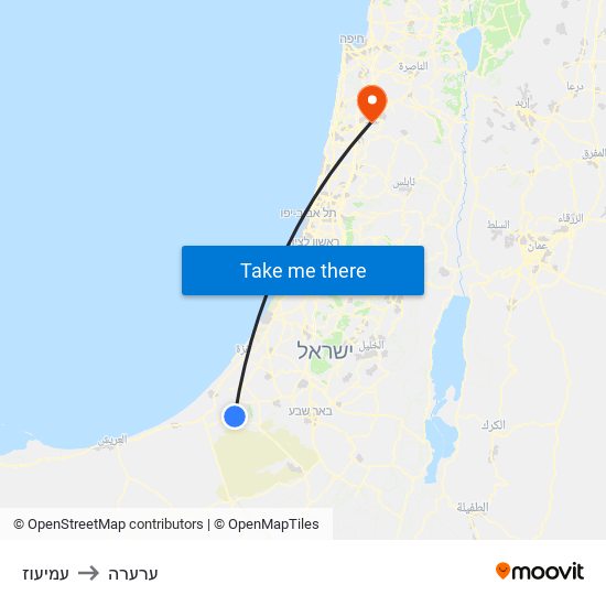 עמיעוז to ערערה map