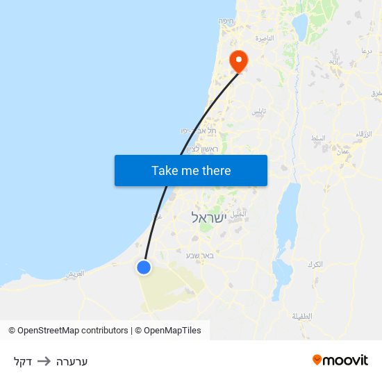 דקל to ערערה map