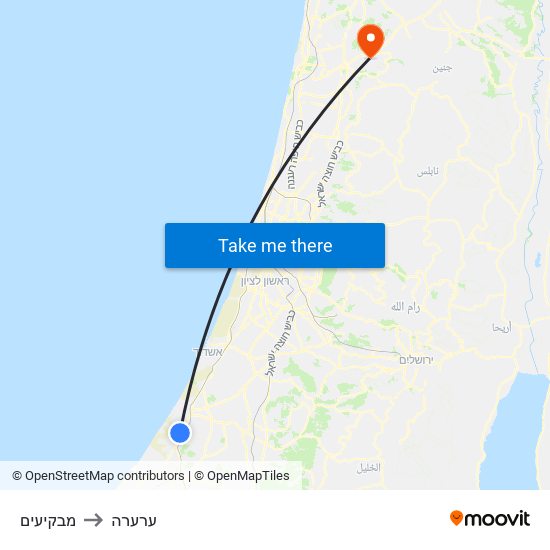 מבקיעים to ערערה map