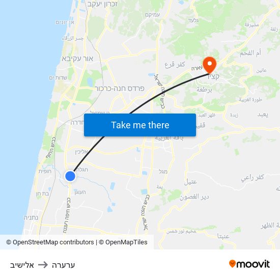 אלישיב to ערערה map