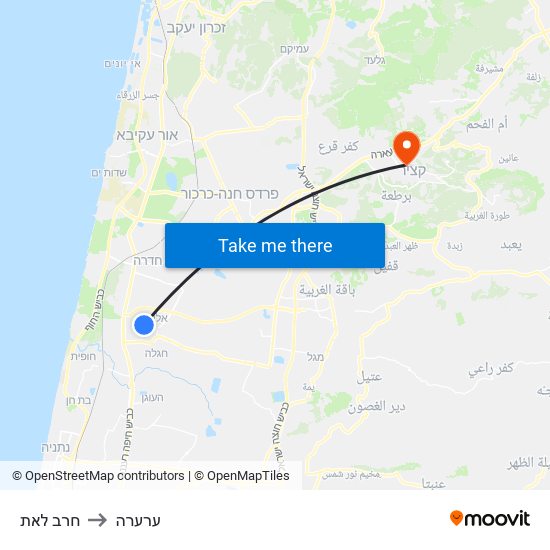 חרב לאת to ערערה map