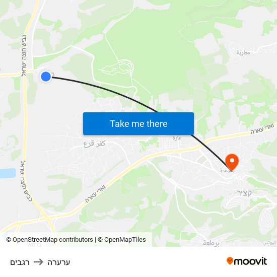 רגבים to ערערה map