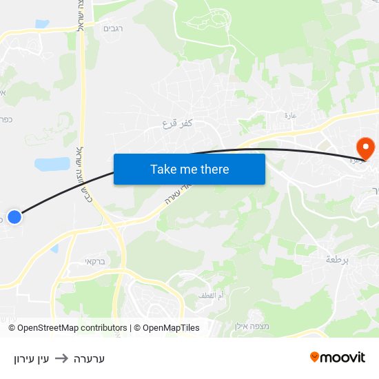 עין עירון to ערערה map